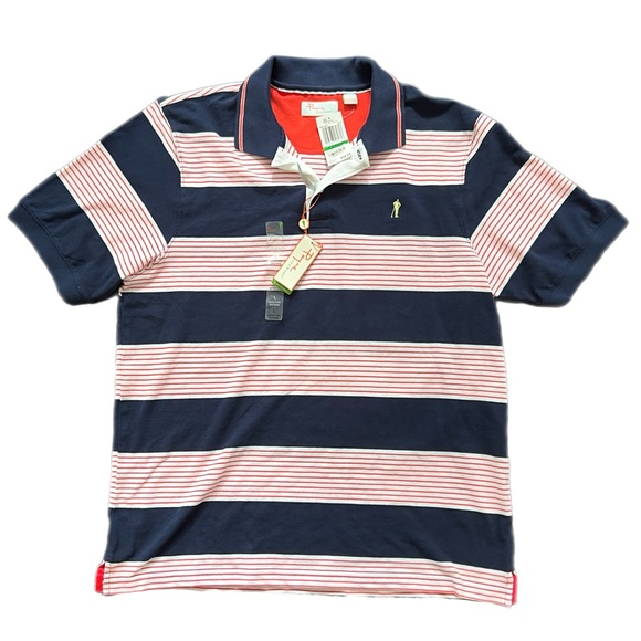New Payne Stewart Polo Shirt in Orange & Navy - L - Picture 1 of 7